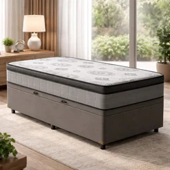 Cama Box Baú com Colchão de Espuma D33 D'Angelis Pillow In Ortosleep Solteiro 78cm