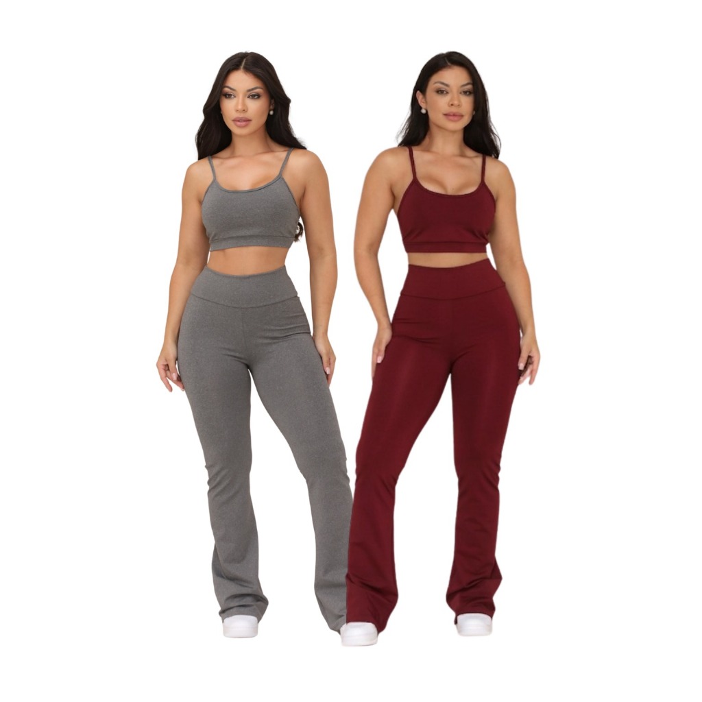 Conjunto Feminino Top e Calça Moda Feminina Fitness Premium