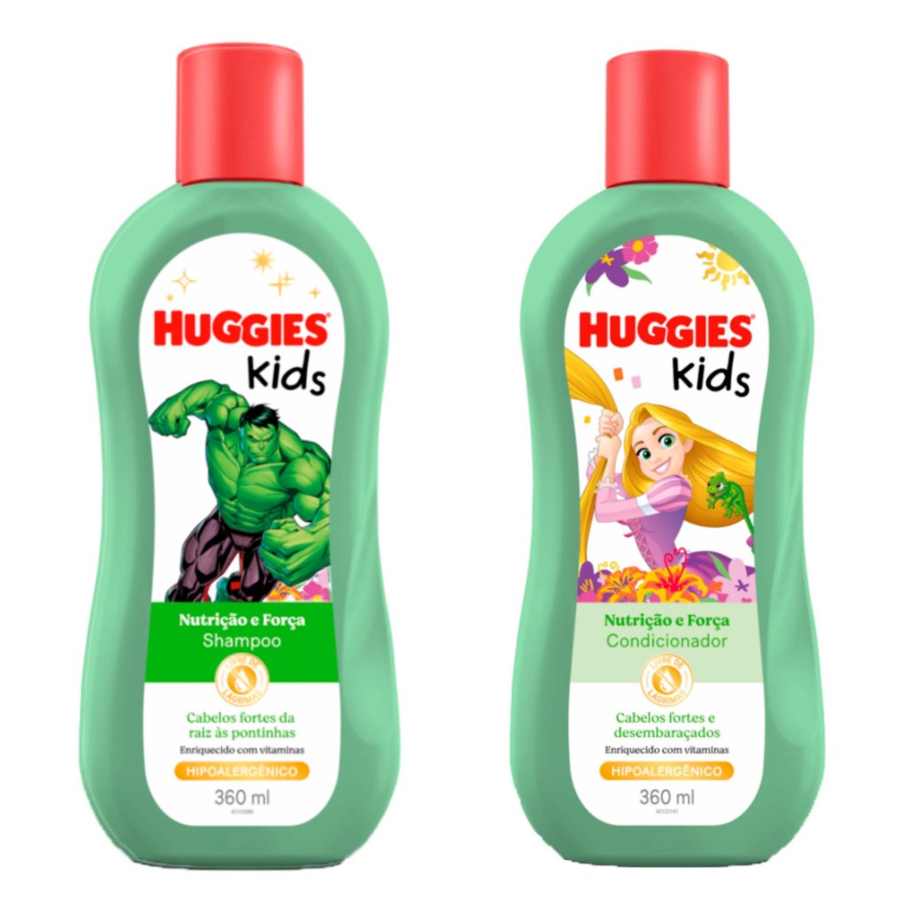 Kit Infantil Huggies Kids Nutrição e Força Shampoo Hulk + Condicionador Rapunzel
