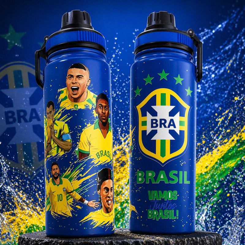 Copo Garrafa Termica 800ml Personalizado com Seu Time de Futebol Favorito