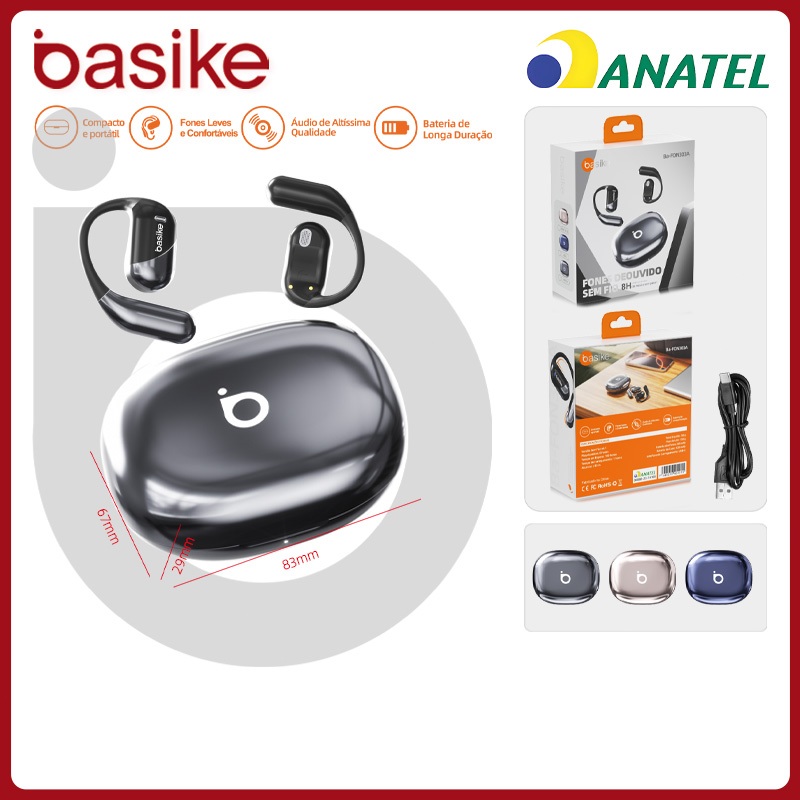 Basike Fones Bluetooth Sem Fio ENC，Fones de Ouvido Ergonômicos Sport Gancho Esporte Prova Agua Microfone，fon303a — R$ 119,99 em Shopee, 50% OFF