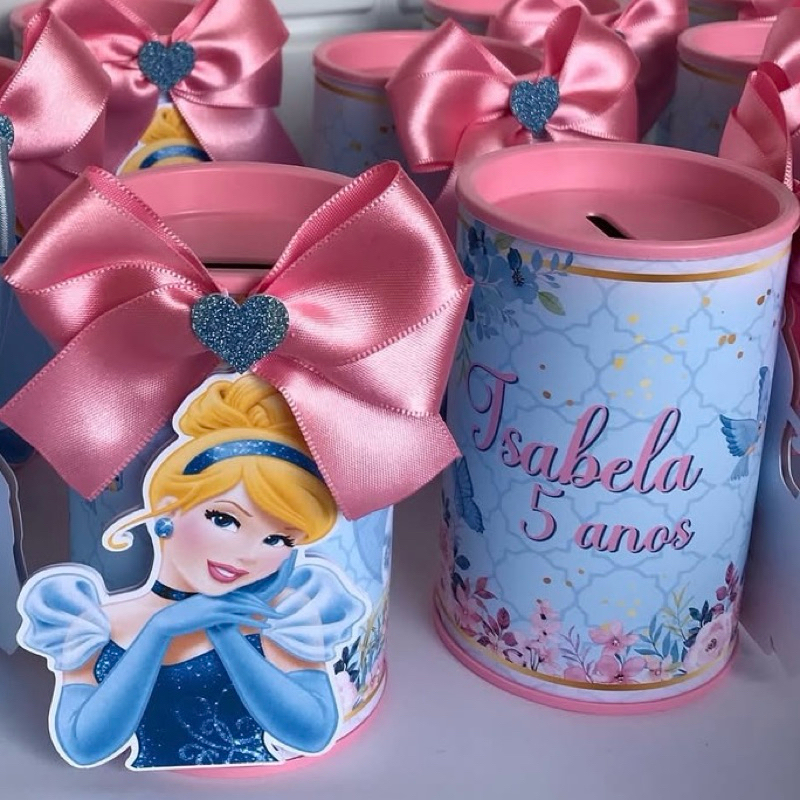 Cofrinho Cinderela personalizado - Lembrancinhas aniversário - Festa - cofres - enfeite de mesa - kit festa - princesas