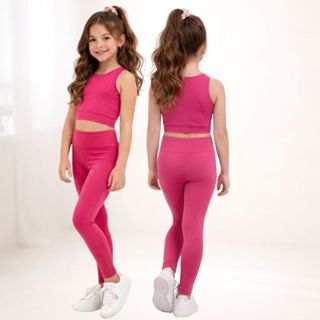 Conjunto Calça Top Fitness Ballet Collant Feminino Verão Bloguerinha Escola Ginástica Menina em Oferta na Shopee