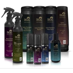 Linha Pet Society Super Premium Hydra Shampoo Hydra Condiconador Hydra Desembaraçador Colonia