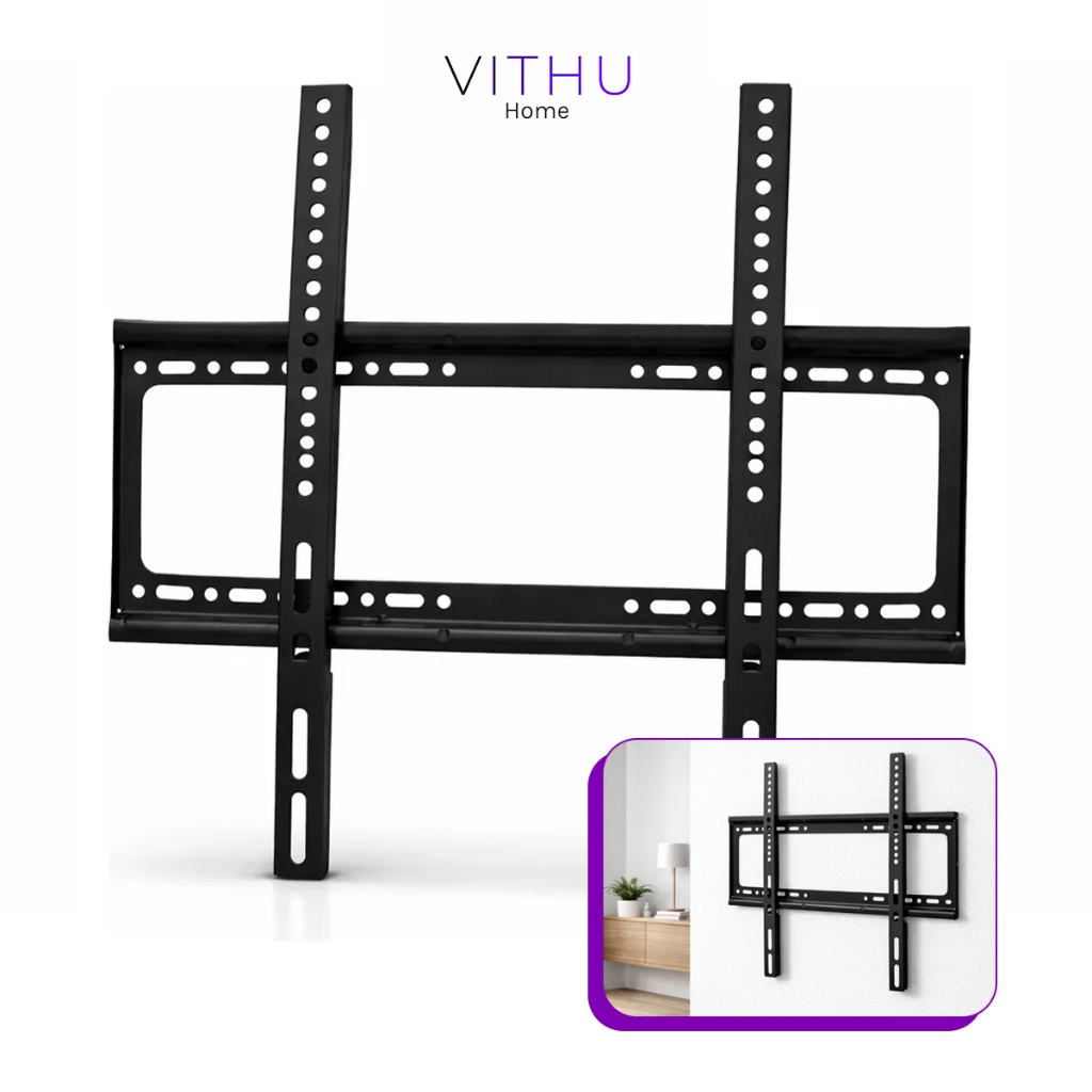 Imagem Suporte Televisão Parede Fixo Vithu Home Tv 26 A 65 Polegadas Suporta 50kg Com Parafusos Kit Manual Preto Funcional