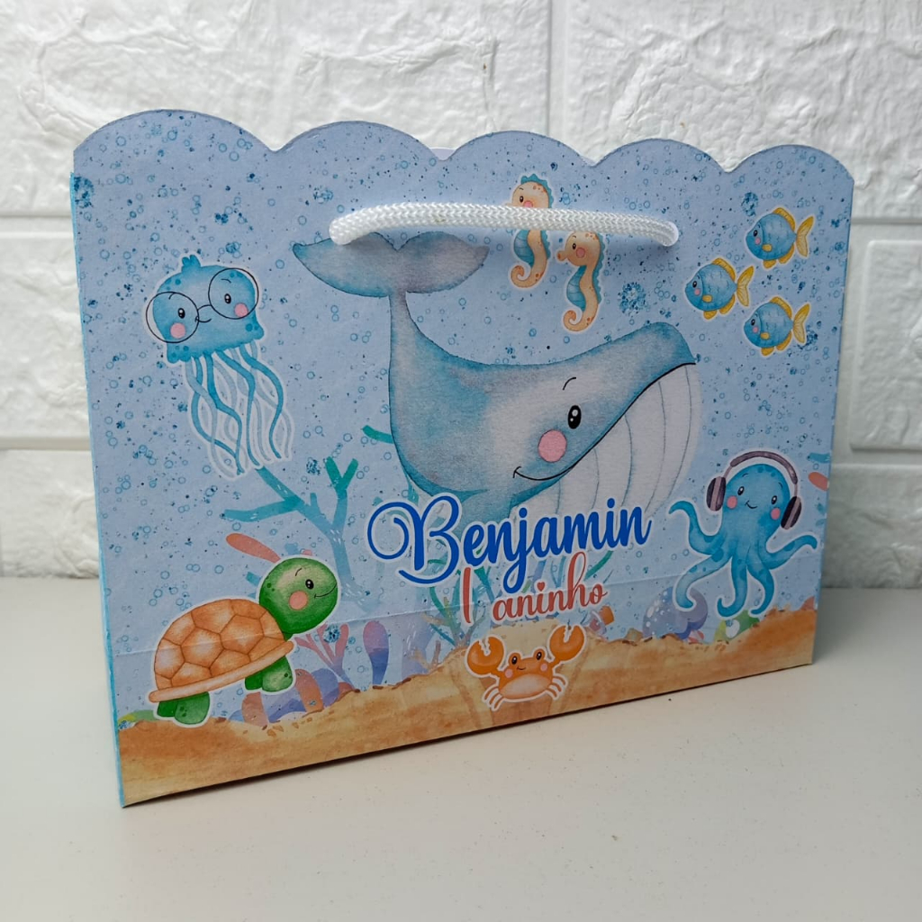 Sacolinha Surpresa Fundo do Mar Personalizada - PEGUE E MONTE | Lembrancinhas | Festa | Aniversário