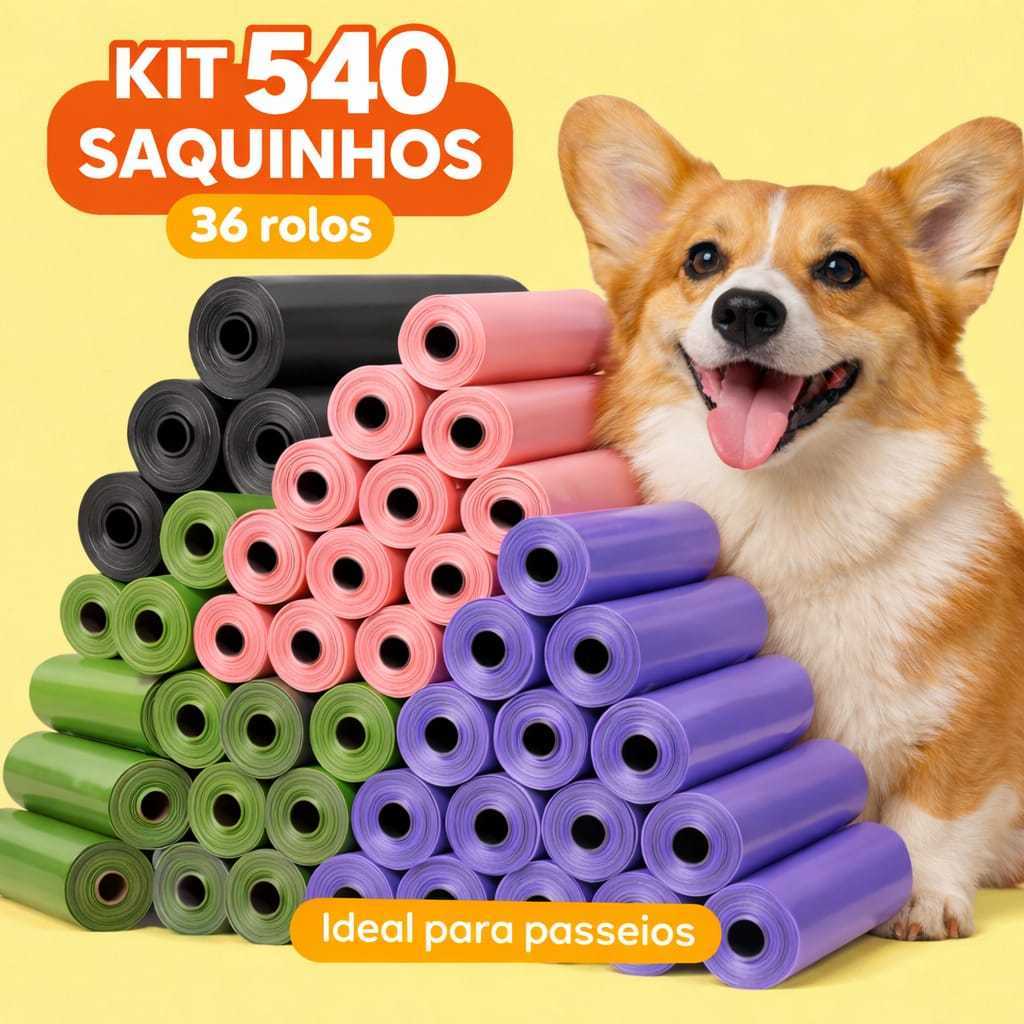 Kit 540 Saquinho Cata Caca Pet Refil Saquinho Cachorro Gato