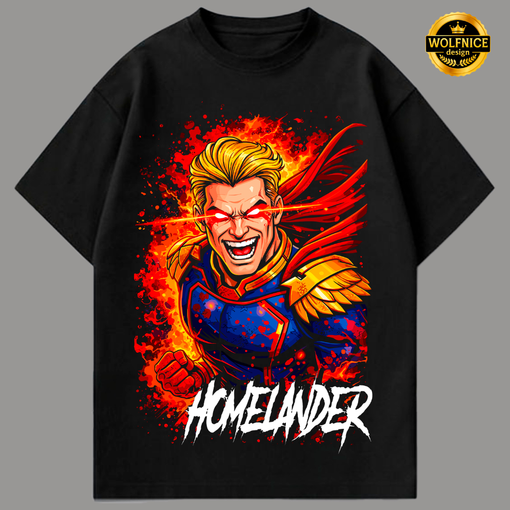 Camiseta The Boys Homelander Capitão Pátria Oversized Série Seriado Camisa Preta Unissex Masculina Feminina Algodão DTF