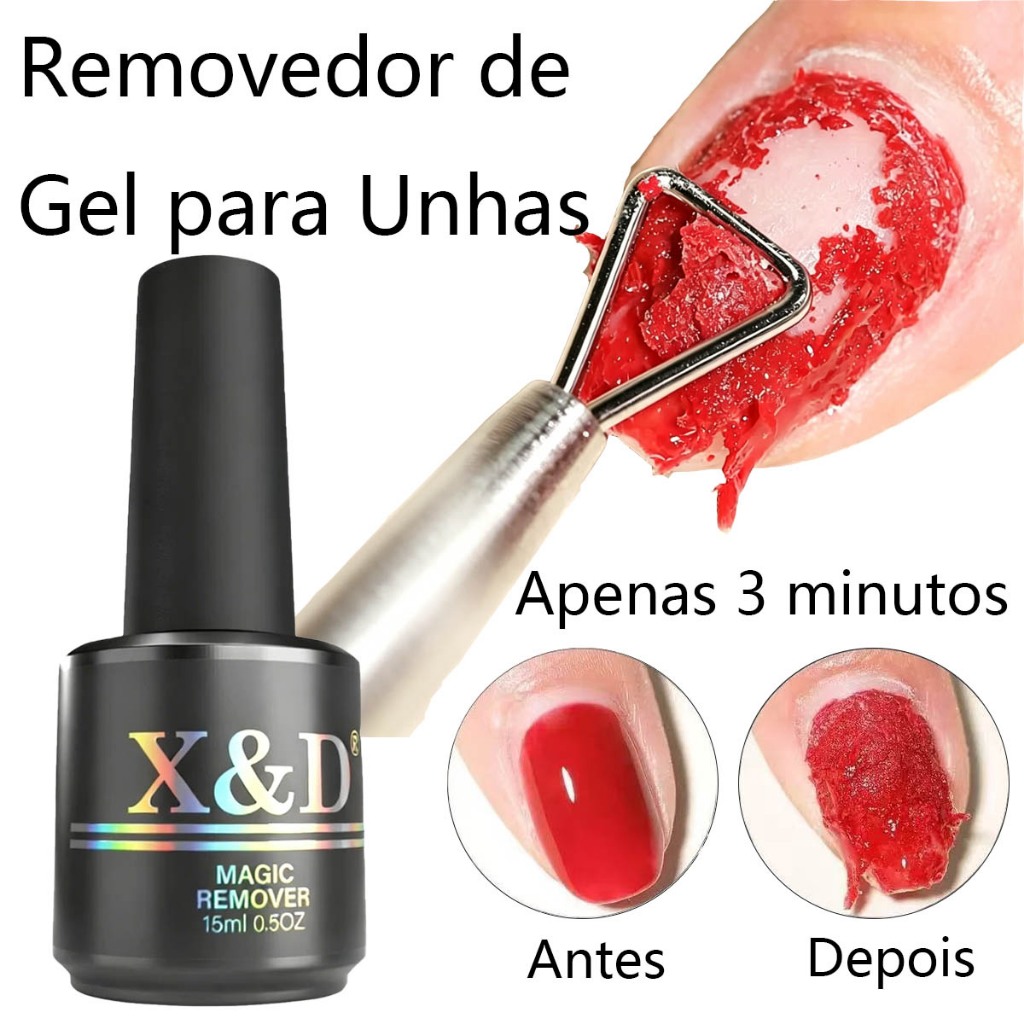 X&D Magic Removedor de Esmalte Gel 15ml Para Unhas, Remove em 3–5 Minutos, Sem Molhar ou Envolver