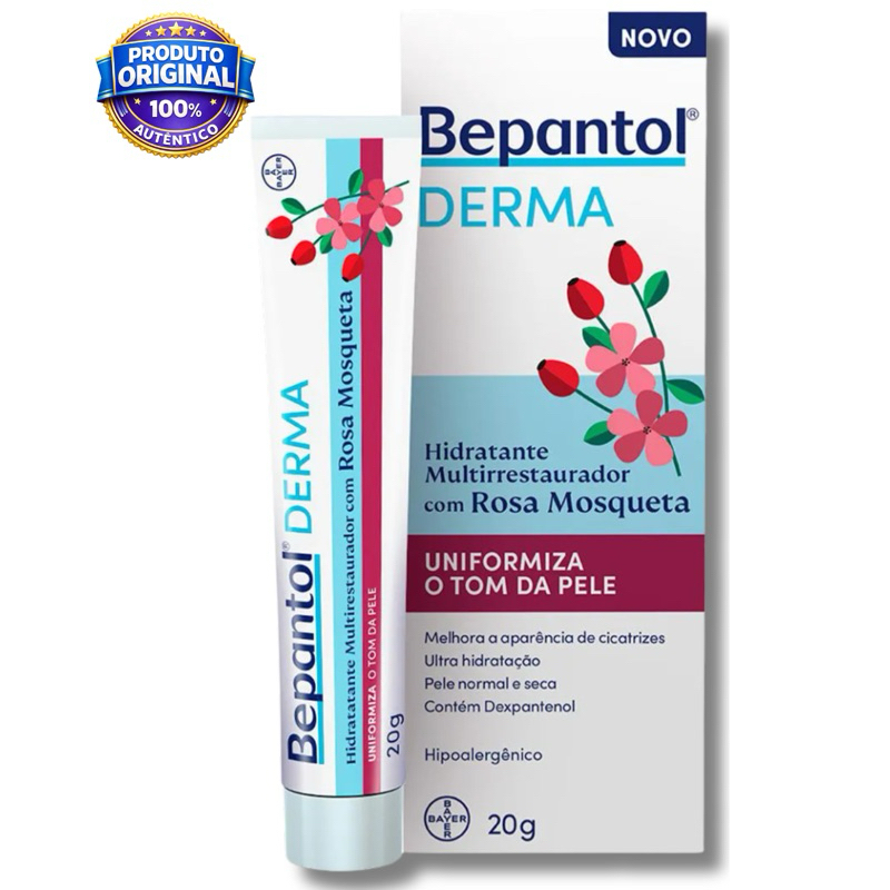 Bepantol Rosa Mosqueta Original 20g Hidratante Reparador Pele Seca Estrias Rosto Corpo