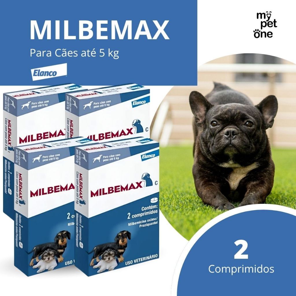 Kit 4 Milbemax C para Cães até 5 Kg Elanco Vermífugo - 2 Comprimidos