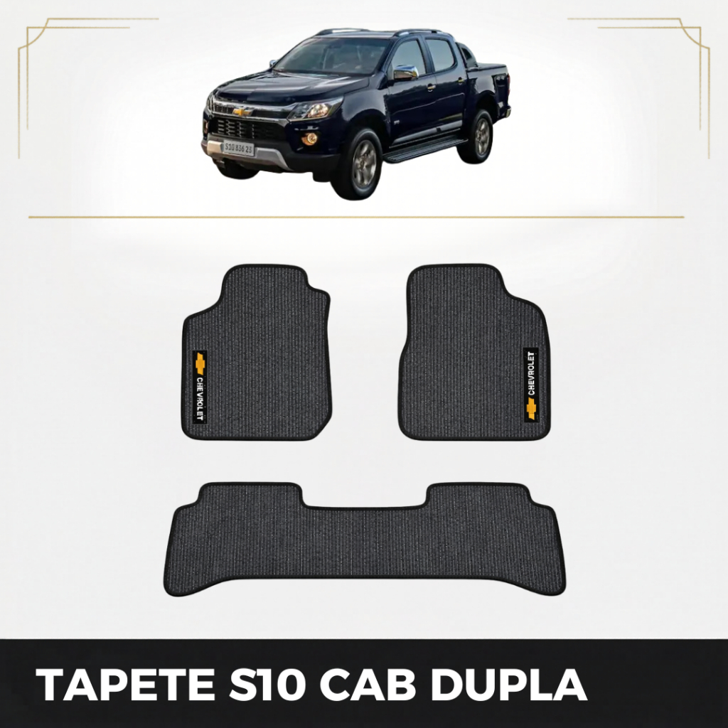 Kit Conjunto De Tapetes 3 Peças Específico S10 Cab. Dupla 1998 99 00 ... 08 09 2010 PVC Impermeável