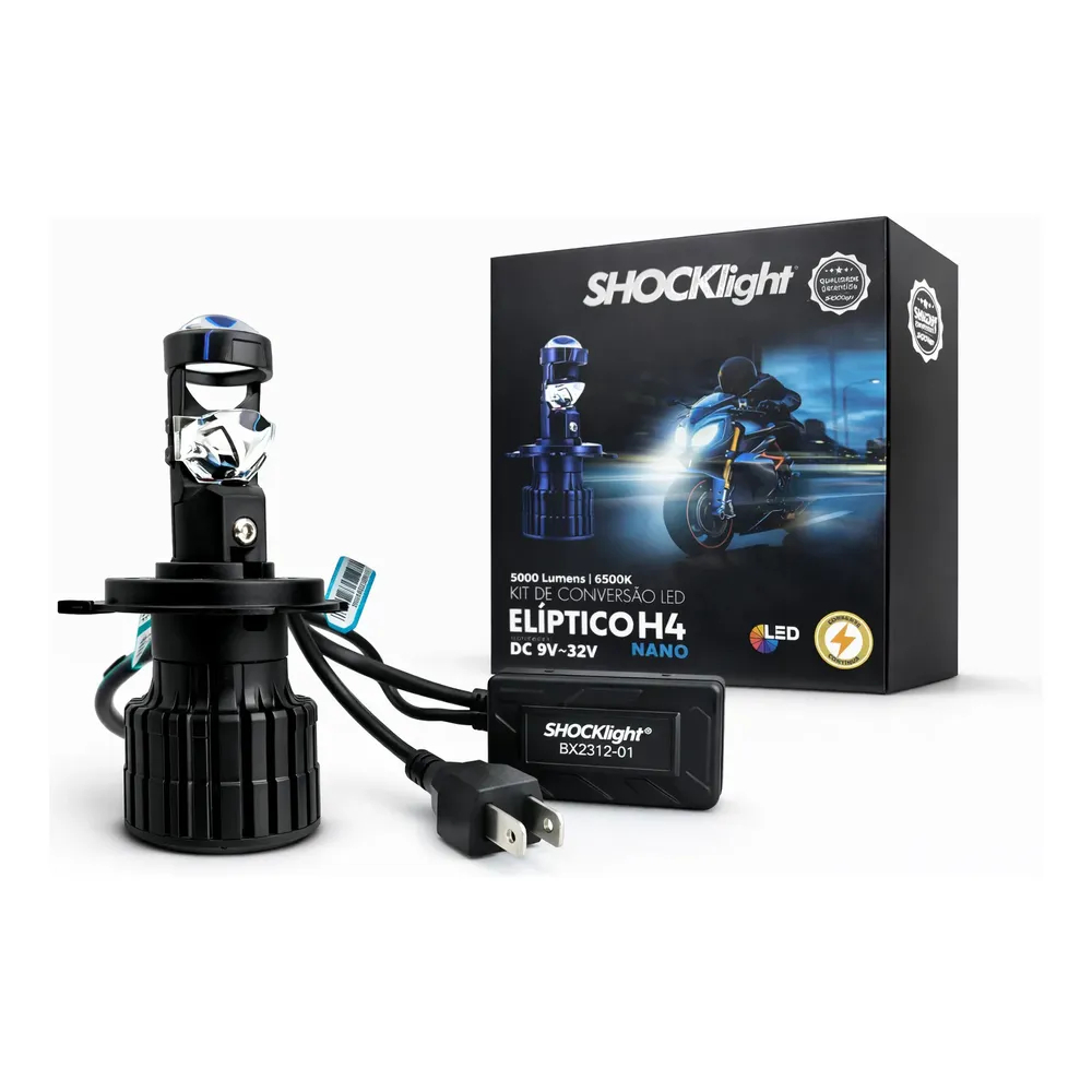 Farol Led Lampada Mini Projetor 6500k Shocklight Facil Instalação Para Moto