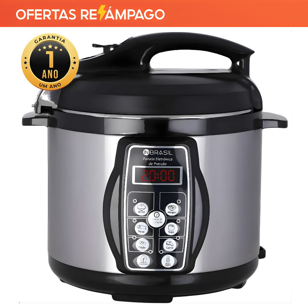 Imagem Panela De Pressão Elétrica Inox - 4 Litros - Multifuncional Digital - In Brasil