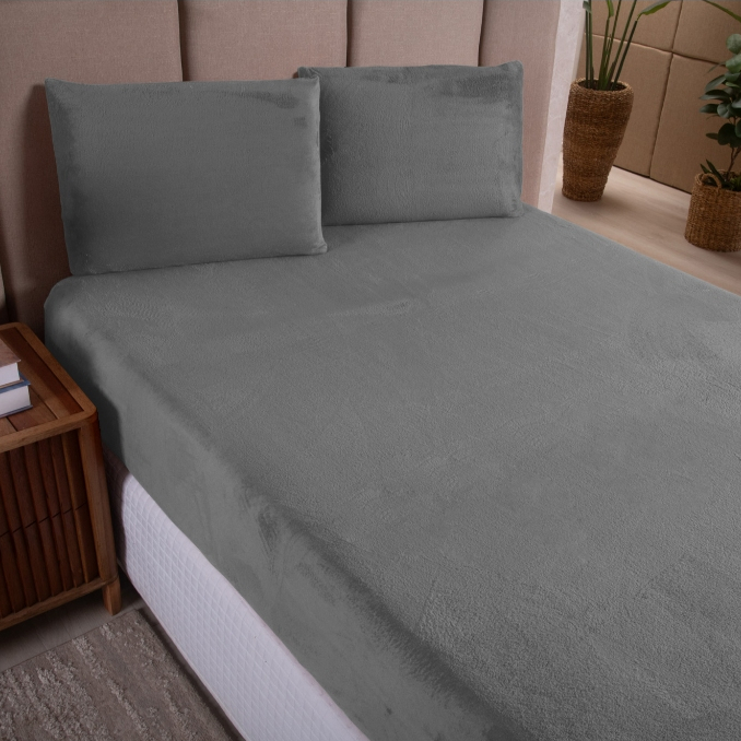 Jogo de Cama Lençol Plush Com Elástico Toque Aveludado Cama Solteiro Casal Queen King