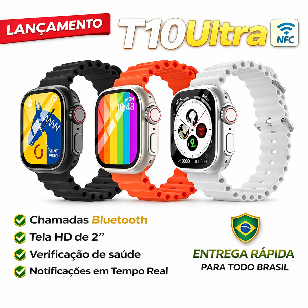 Smartwatch T10Ultra3 Calculadora Cardíaca Monitoramento Da Frequência Relógio Inteligente