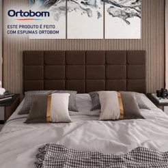 Cabeceira Painel Bia Estofada Casal Marrom - Casal