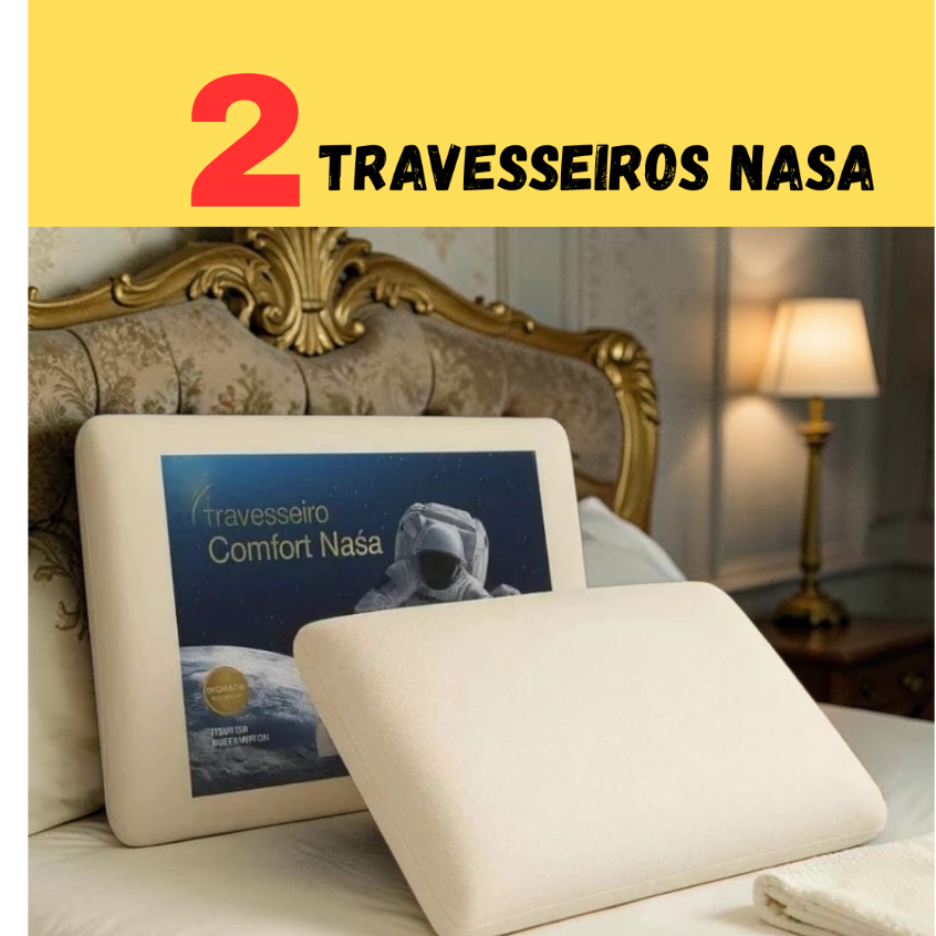 KIT COM 02 TRAVESSEIROS NASA COMFORT VISCOELASTICO ANTIALERGICO MACIO em Oferta na Shopee