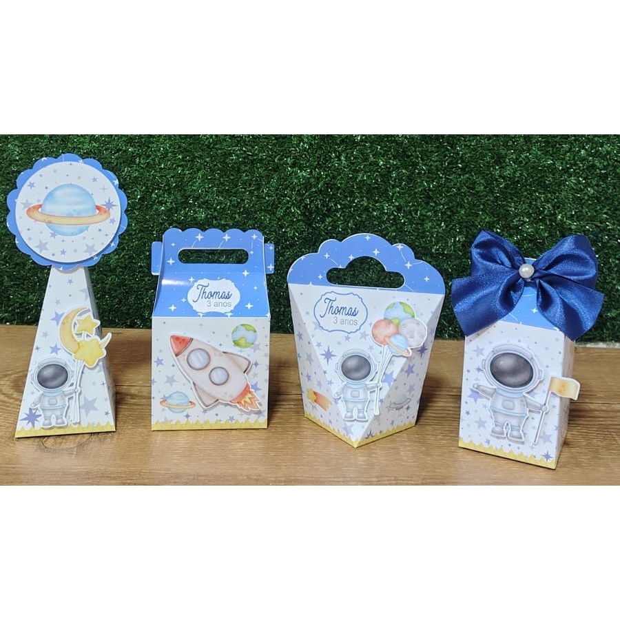 Kit Festa Personalizados ASTRONAUTA - Caixinhas para Lembrancinhas Aniversário - PAPEL FOTOGRÁFICO