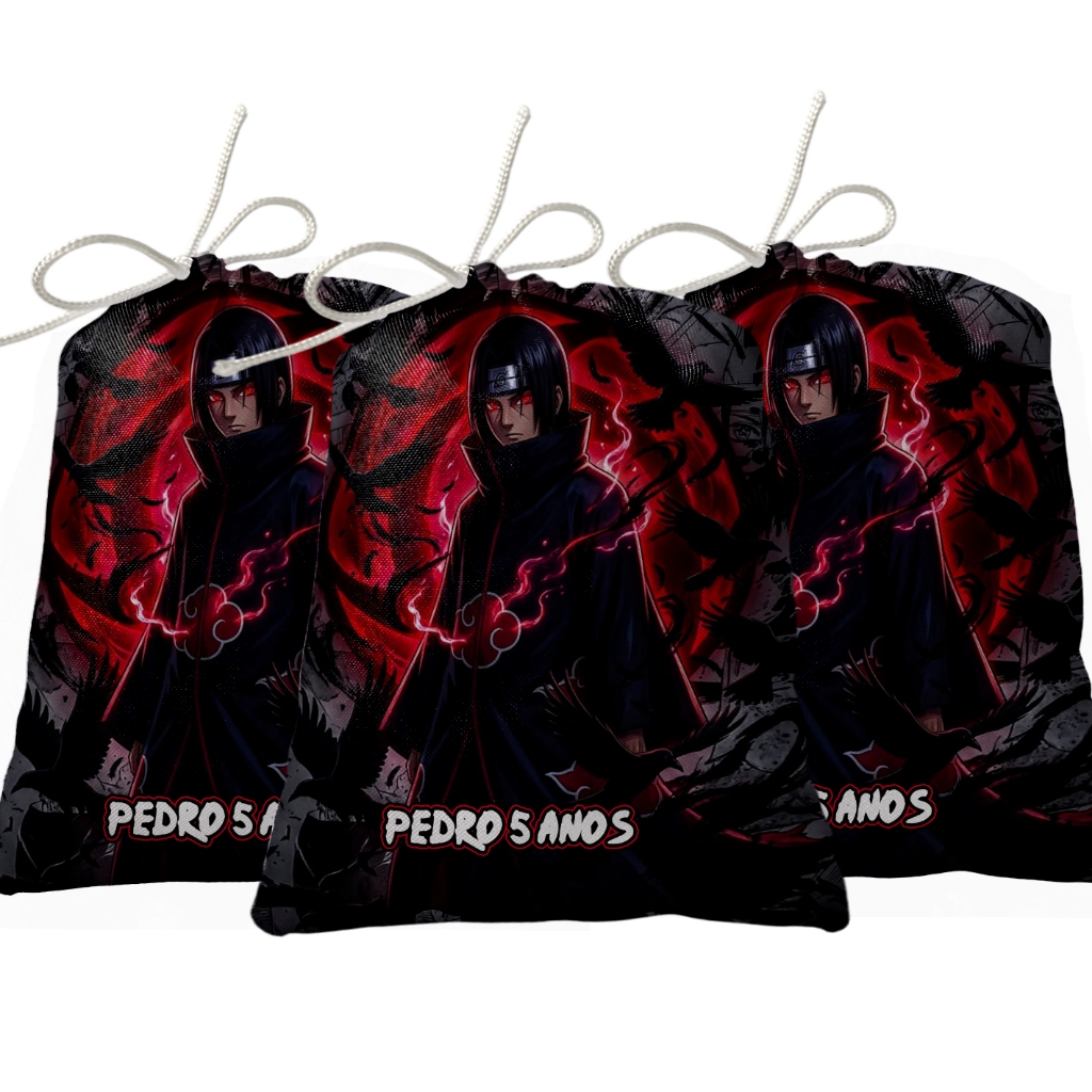 Sacolinha Lembrancinha Festa Aniversário Surpresa Tecido Personalizado Itachi Naruto