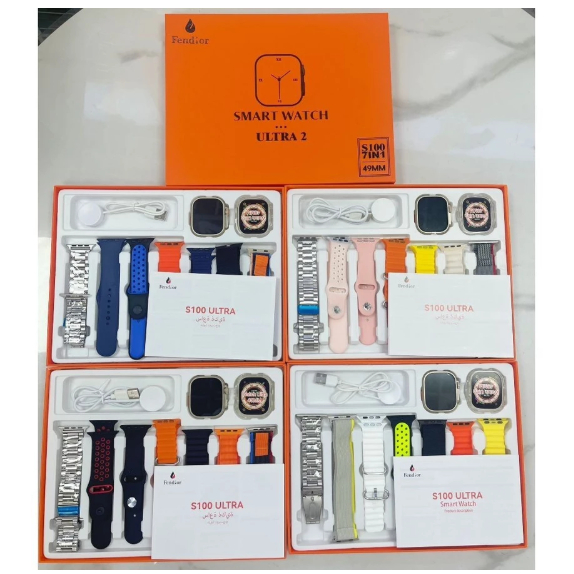 Relógio Smartwatch Inteligente 7 Em 1 Alças 49mm Full Touch Screen Com Tampa Protetora S100 Ultra