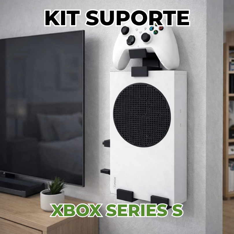 kit Suporte 2 Em 1 De Parede Compatível Com Console e Controle Xbox Series S