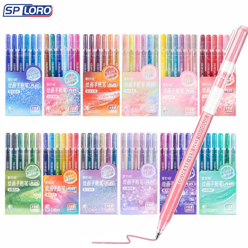 Kit Canetas Gel Glitter Metálicas 6/36 Cores Ponta 1.0mm Tinta Super Brilhante e Opaca P600
