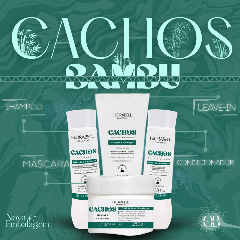 Hidrabell Cosmético Linha CACHOS BAMBU Shampoo 330ml condicionador 330ml máscara e Leave-in