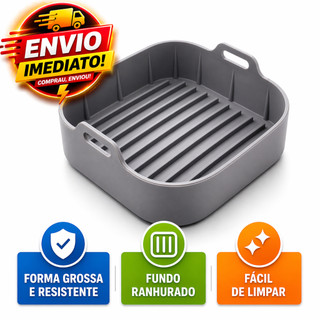Forma de Silicone Para Air Fryer Quadrada Grossa Resistente 20x20 Antiaderente Silicone P…