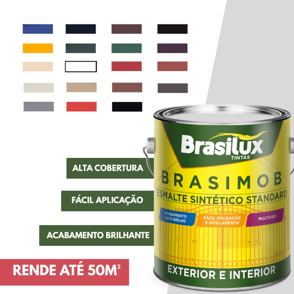 Tinta Esmalte 3,6L Para Metais E Madeira Multiuso Secagem Rápida Resistente Bras