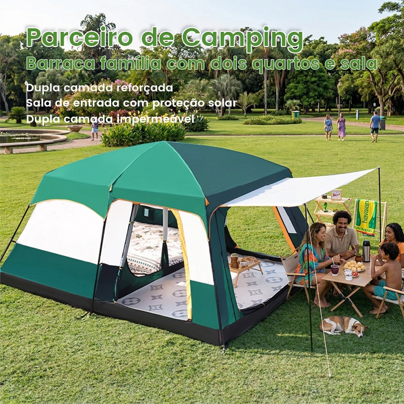 Barraca Camping Portátil – Impermeável e Antisol Reforçado, Montagem Rápida p/ Piquenique, Parque e Ar Livre