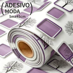 Papel de Parede Autoadesivo Roxo Vinil Impermeável Lavável Fácil Aplicação para Quarto Infantil e Sala Decoração Casa