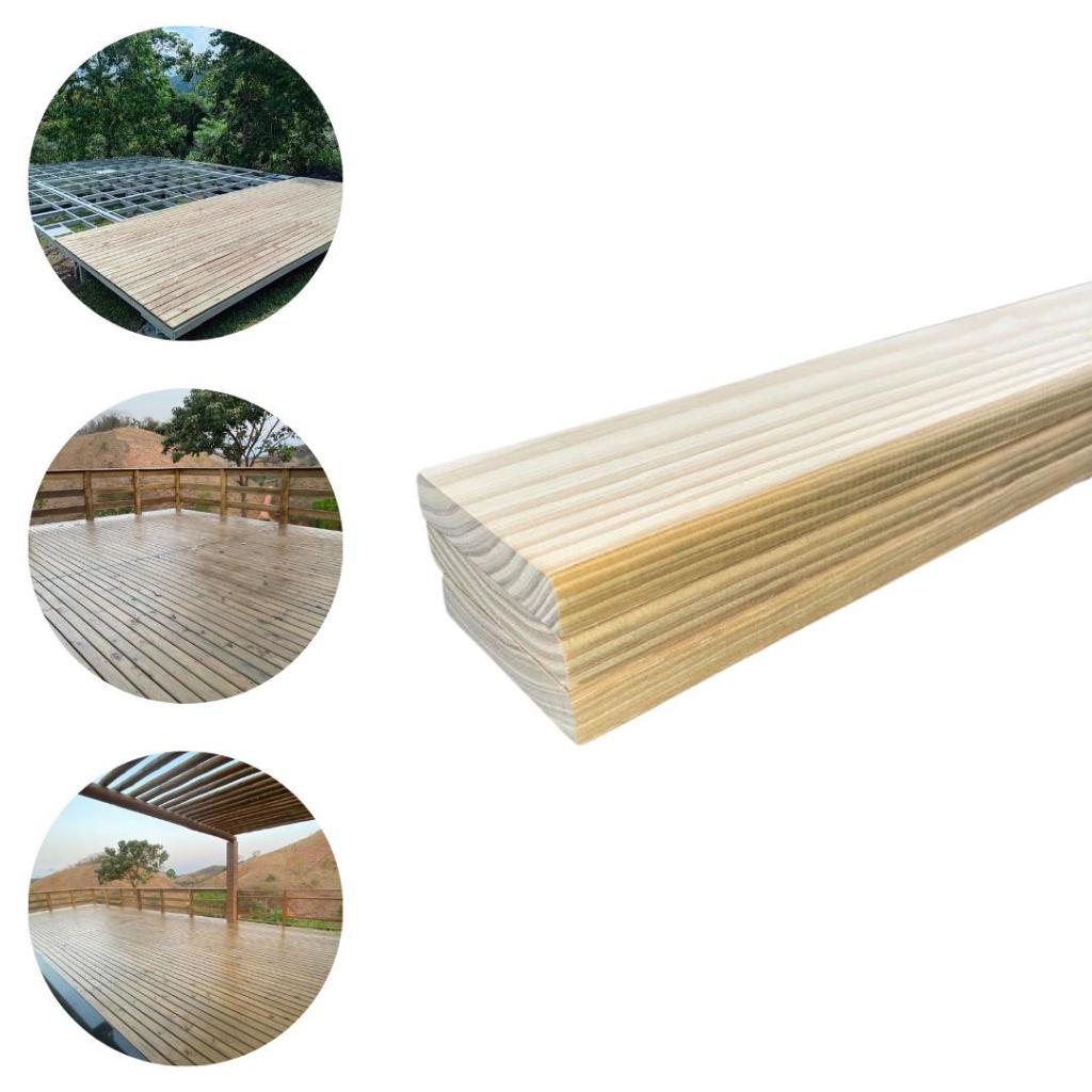 Kit 3 Deck 9,5x2x90cm - Madeira Pinus Tratado Autoclave Sem Nós