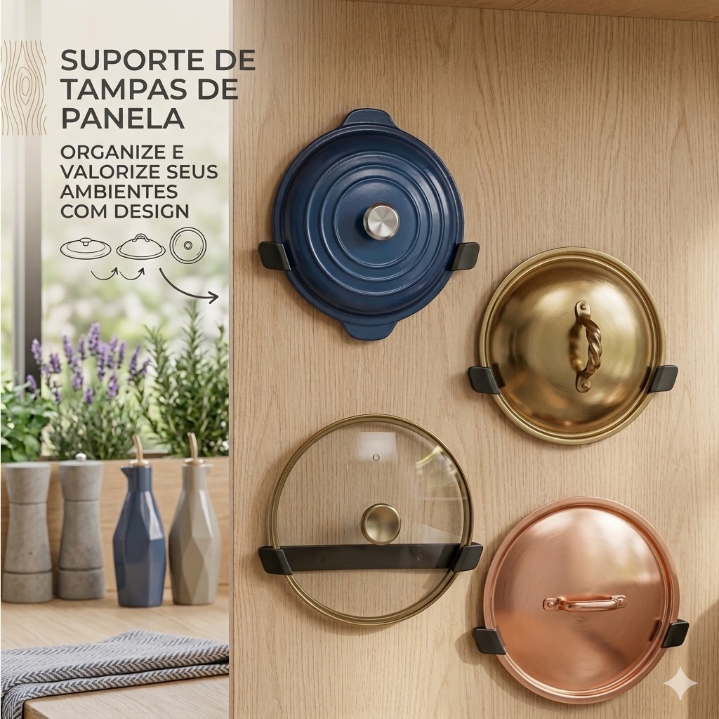 Kit Suporte Para Tampa De Panela Organizador 4 Unidades