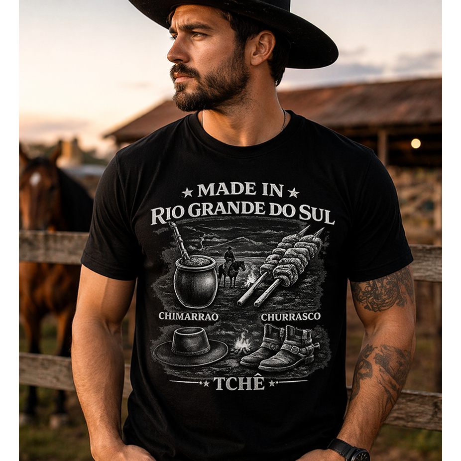 Camiseta Masculina Estilo Gaúcho Made in Rio Grande do Sul – Streetwear Country Premium