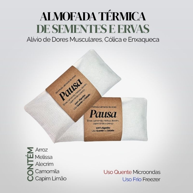 Almofada calmante de sementes e ervas | cólicas, dores, enxaqueca, olheira | qualidade Premium - capa 100% algodão
