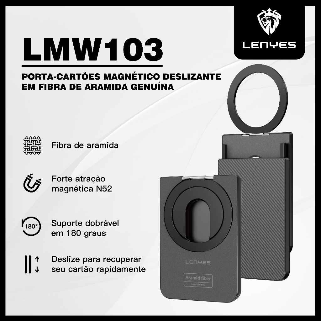 Suporte de cartão magnético para celular com tecido Kevlar ultrafino, para iPhones com tecnologia MagSafe LENYES