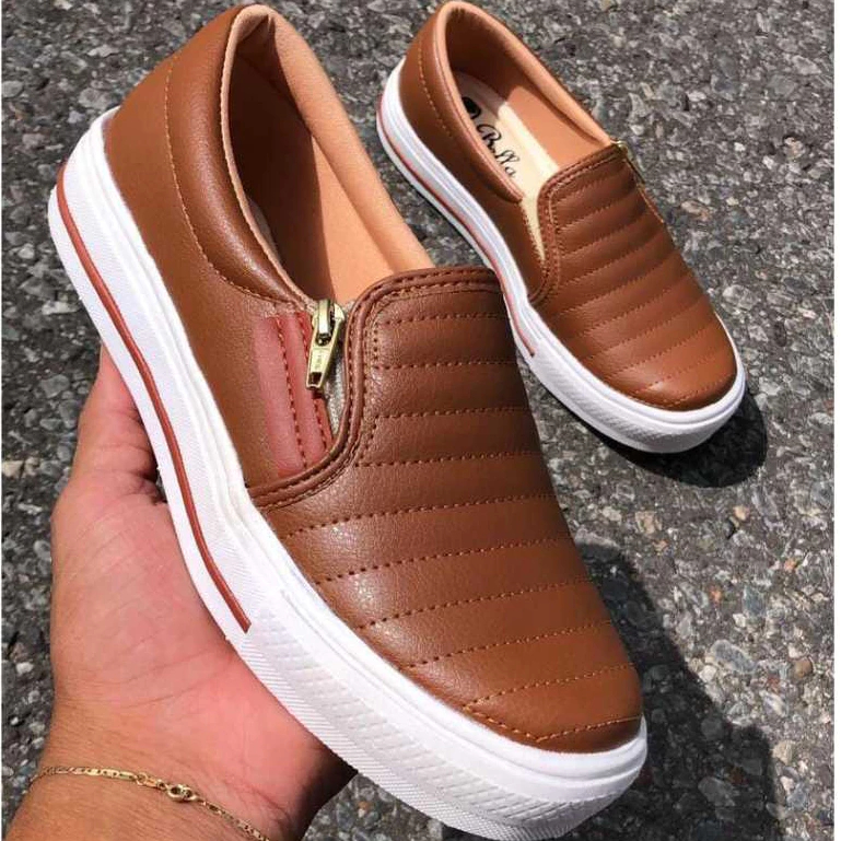 Sapatilha tenis slip on feminino leve macio confortavel ideal trabalho escola dia a dia festa presente dia das maes Envi