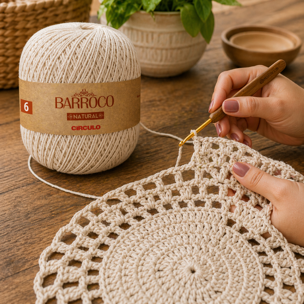 Barbante Barroco Número 6,4,8,10 400G Natural Circulo Entrega Rápida em Oferta na Shopee