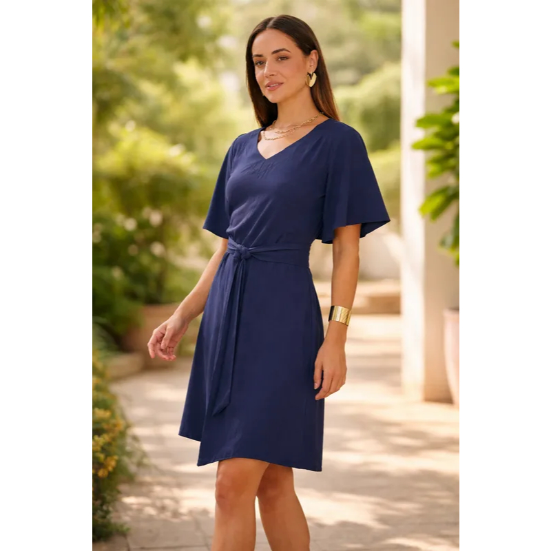 Vestido Manga Ampla Lastex Feminino Tre Fiori 3110-A