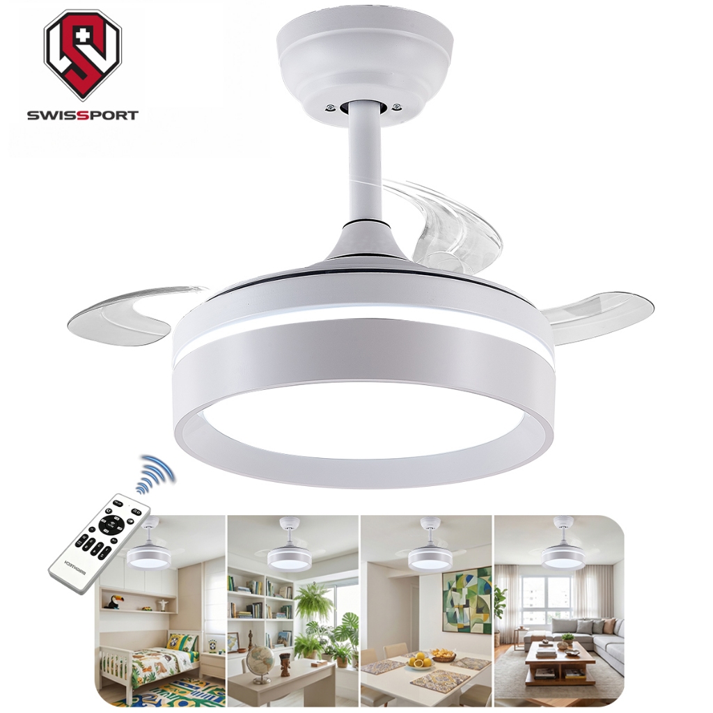 Swissport Ventilador De Teto 71cm LED Silencioso Bivolt 127/220V Turbo 6 Níveis De Velocidade