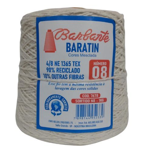 Barbante Baratin nº 08 1kg São Francisco Cor CRU Linha de Crochê-TAPETES DE BARBANTE