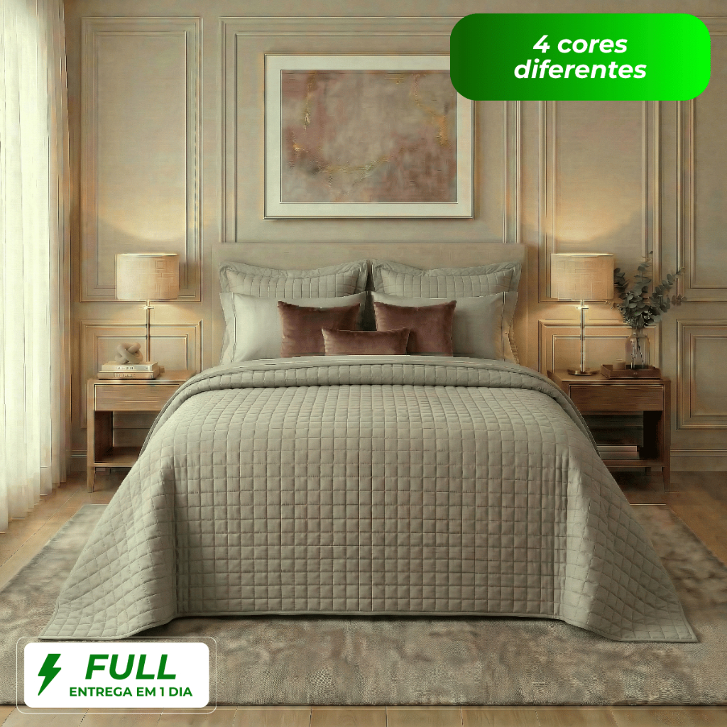 Kit Colcha Cobre Leito Casal 3 Peças Dupla Face Matelado Boutis Microfibra Ultrasonic Premium
