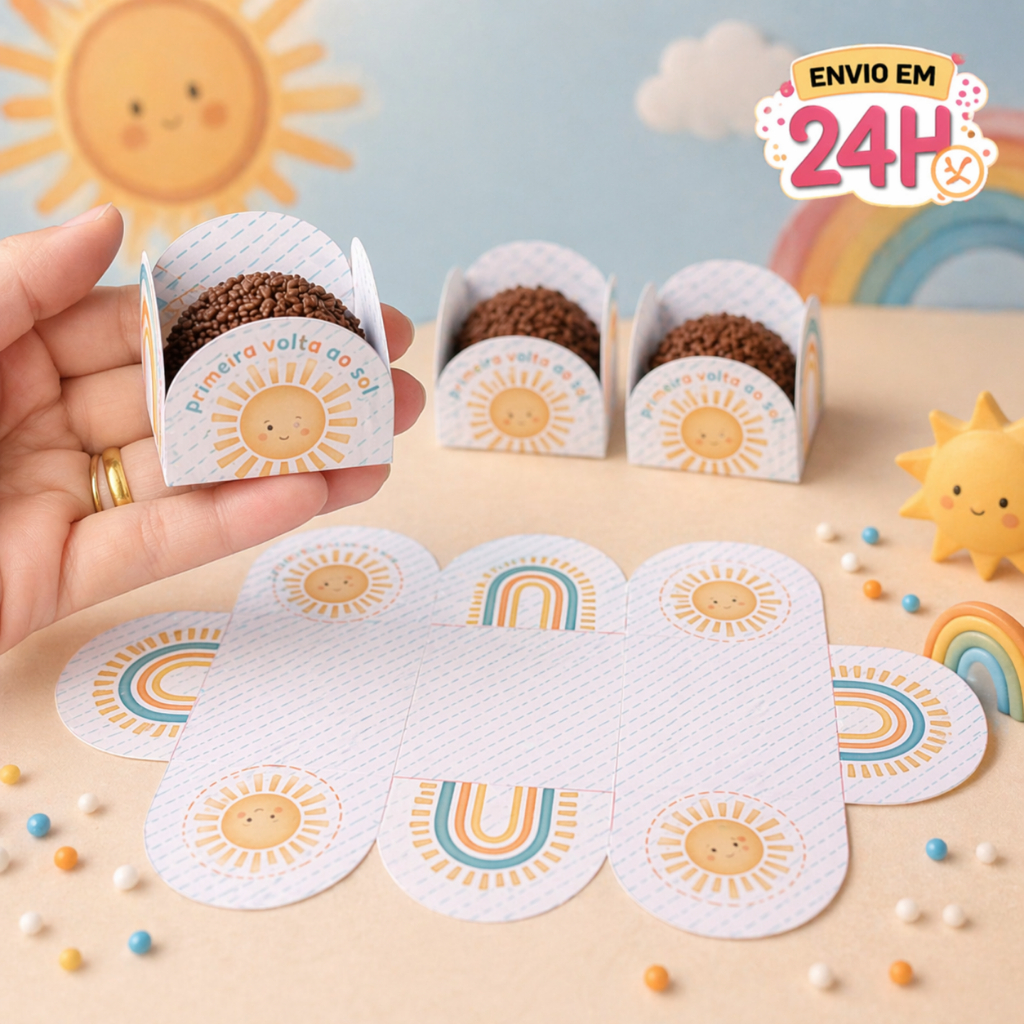 Forminha de Doces Personalizada Tema Primeira Volta ao Sol /Lembrancinha Festa /Aniversário Infantil