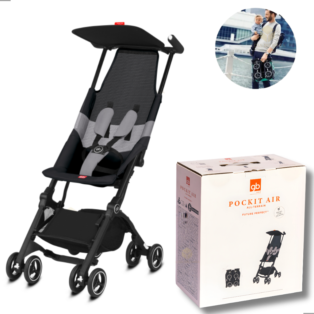 Carrinho de Bebê Passeio Viagem Transporte Gb Bebê Pockit Air All-terrain Velvet Black Preto