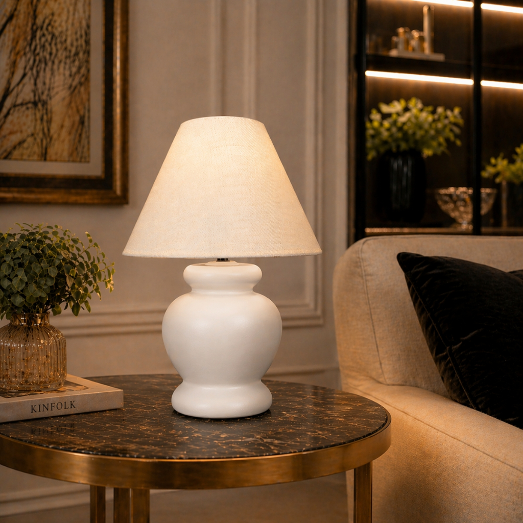 Abajur de Mesa com Cúpula de Cerâmica Luminária para Sala Cabeceira Quarto Moderno Bivolt