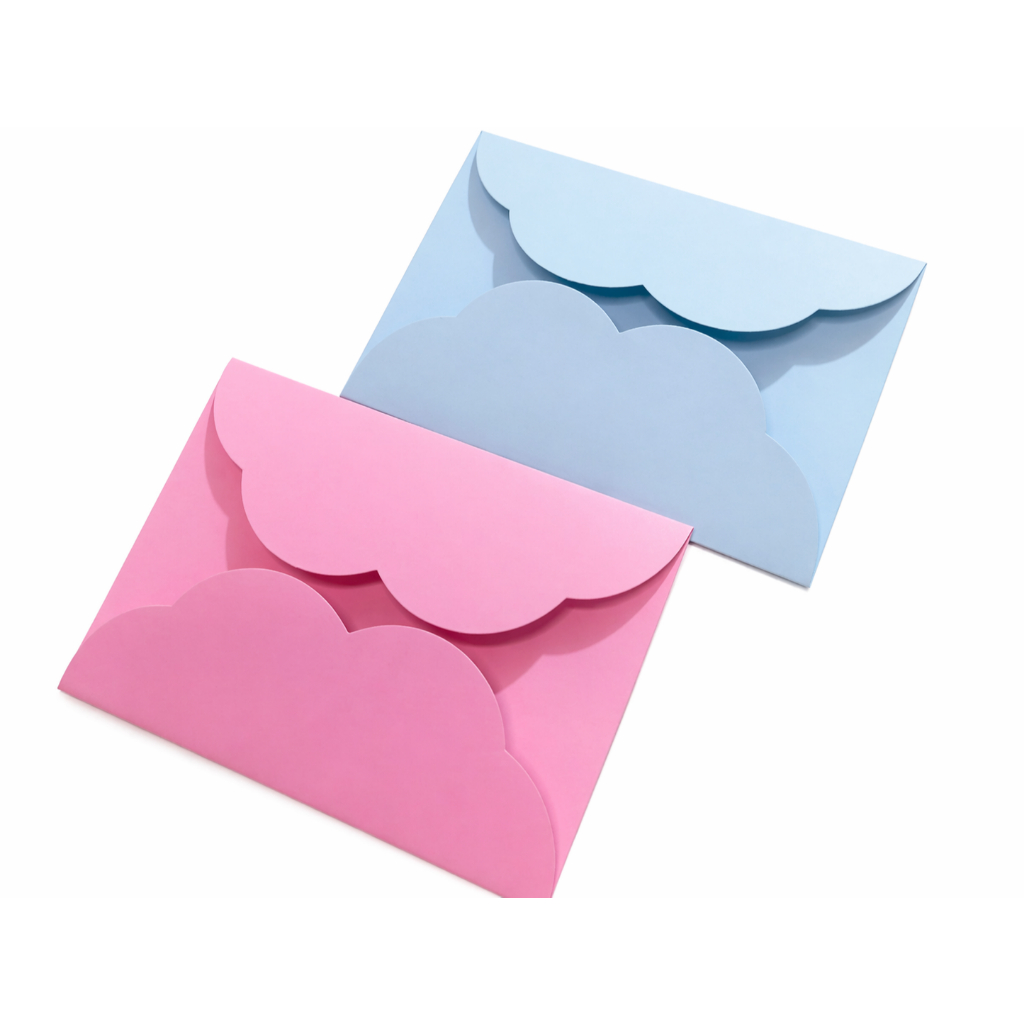 50 Envelope Para Convites Mini Nuvem 10x15cm Rosa ou Azul