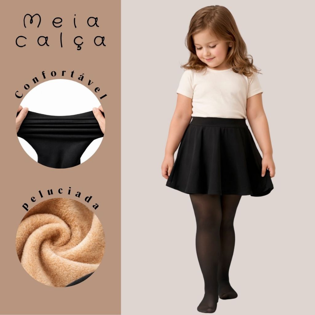 Meia Calça Infantil De Lã Aveludada Forrada Super Quente