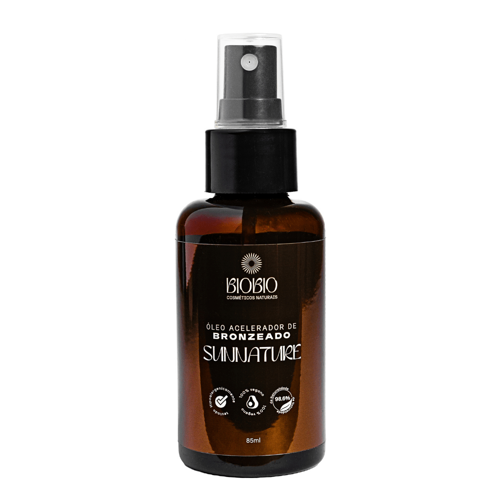 Bronzeador Corporal Acelerador de bronzeamento Natural Biobio Vegano, Óleo de Cenoura Urucum e Coco