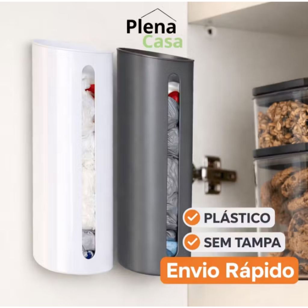 Porta Sacola Dispenser de Parede sem Tampa de Plástico Puxa Saco Envio Rápido 22cmx10cm